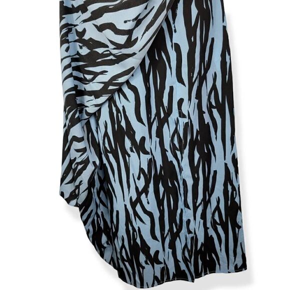 Top Shop Blue Zebra Print Faux Wrap Skirt Size 10 - Picture 4 of 5